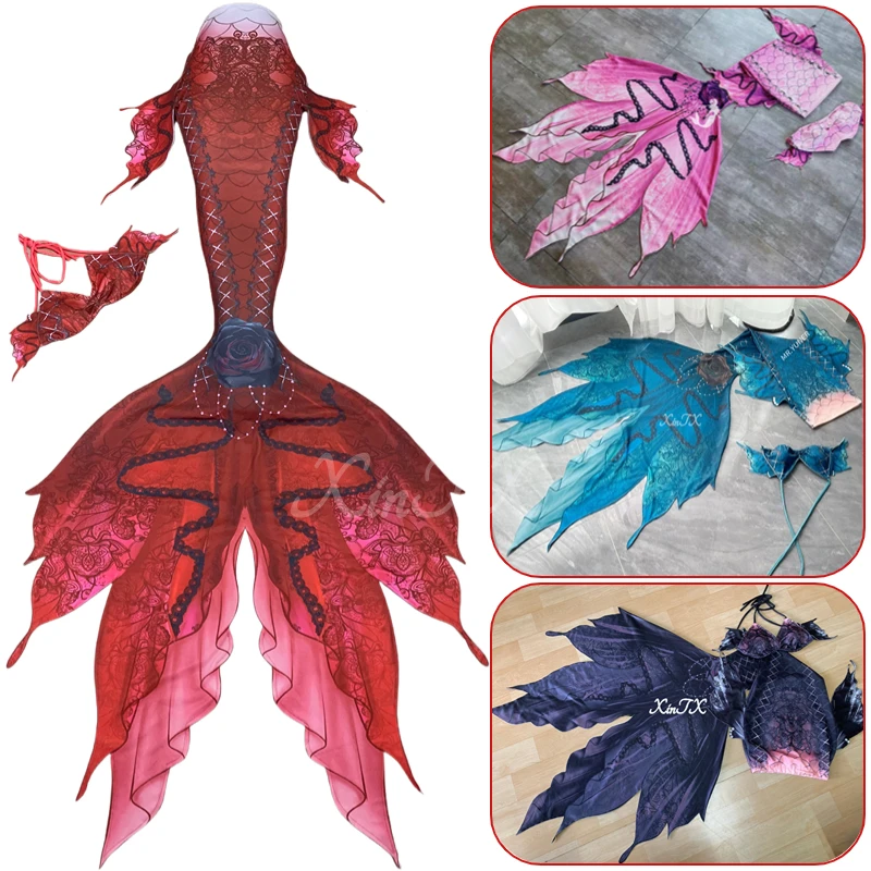 Marine Aquarium - Meerjungfrauen-Schwanz im dunklen Gothic-Stil, sexy Muschelschuppen-Bikini